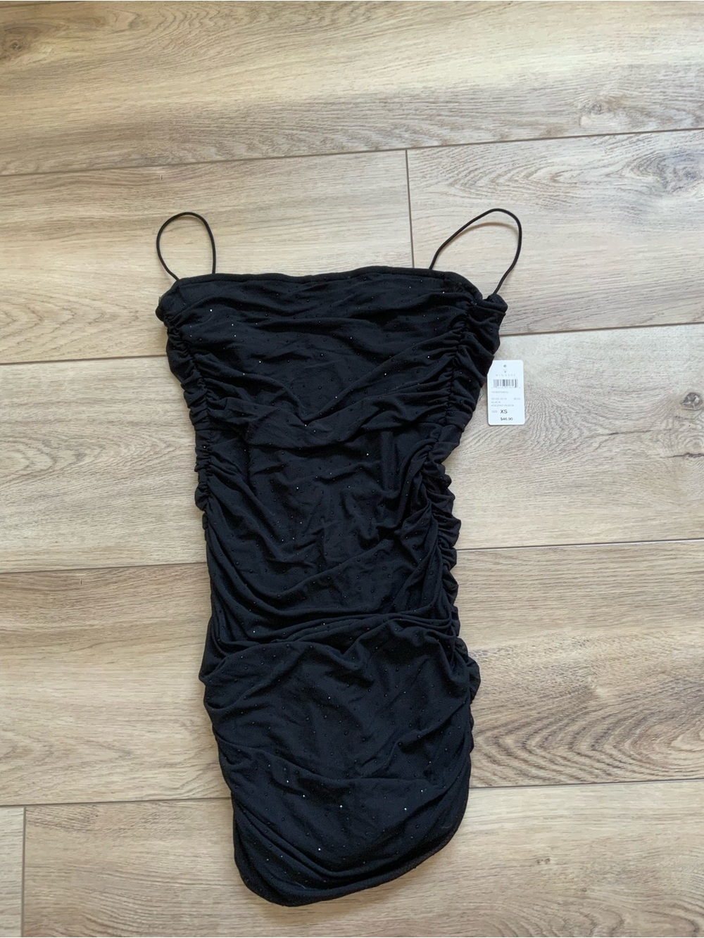Windsor Black Ruched Mini Dress with Sparkle